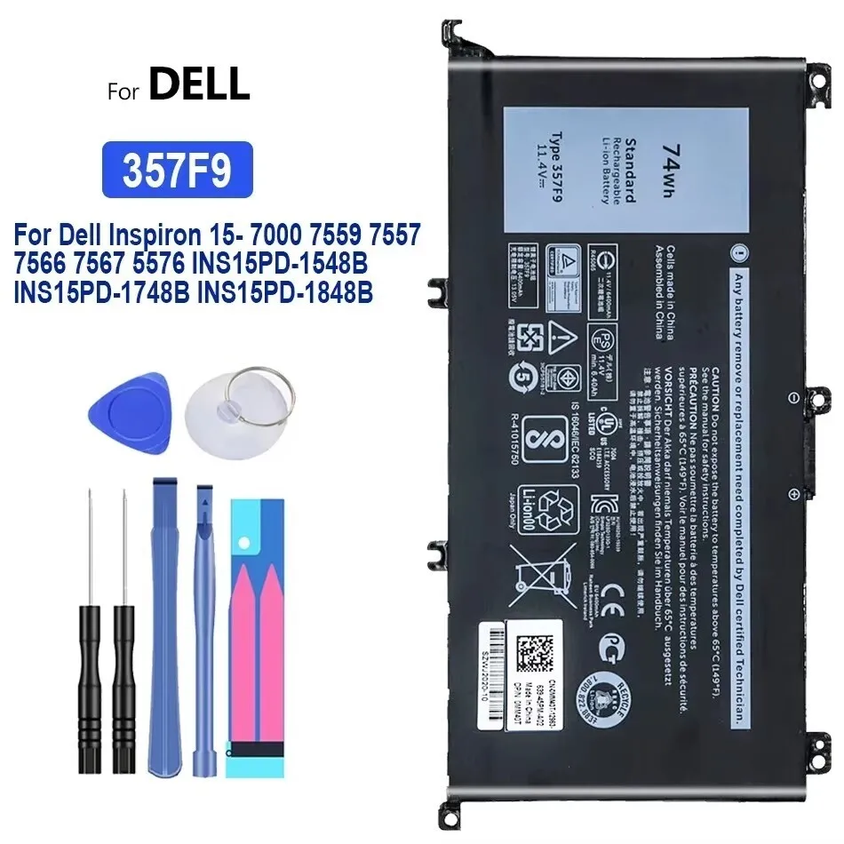 

357F9 аккумулятор для ноутбука Dell Inspiron 15 7559 7000 7557 7567 7566 5576 5577 P57F P65F INS15PD-1548B 11,1 В