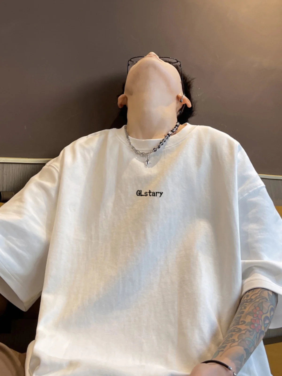 

Белая мужская футболка из чистого хлопка Heavyweight 400 г ort Sve с небольшим воротником Seven Sve Casual Faion, дышащий летний топ