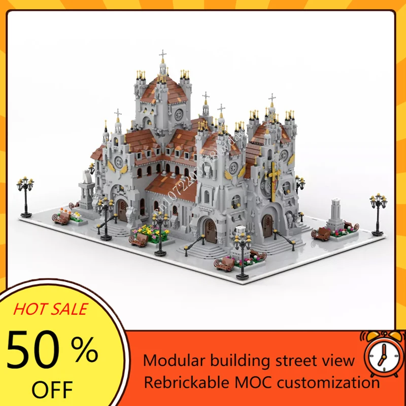 11000+PCS Medieval Cathedral Historic Church Modular MOC Creative street view Model Building Blocks DIY Assembly Model Toy Gifts