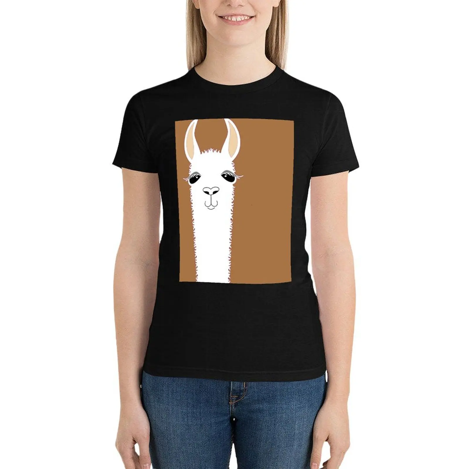 

LLAMA PORTRAIT #9 T-Shirt vintage clothes plus size tops tees cotton t shirts Women