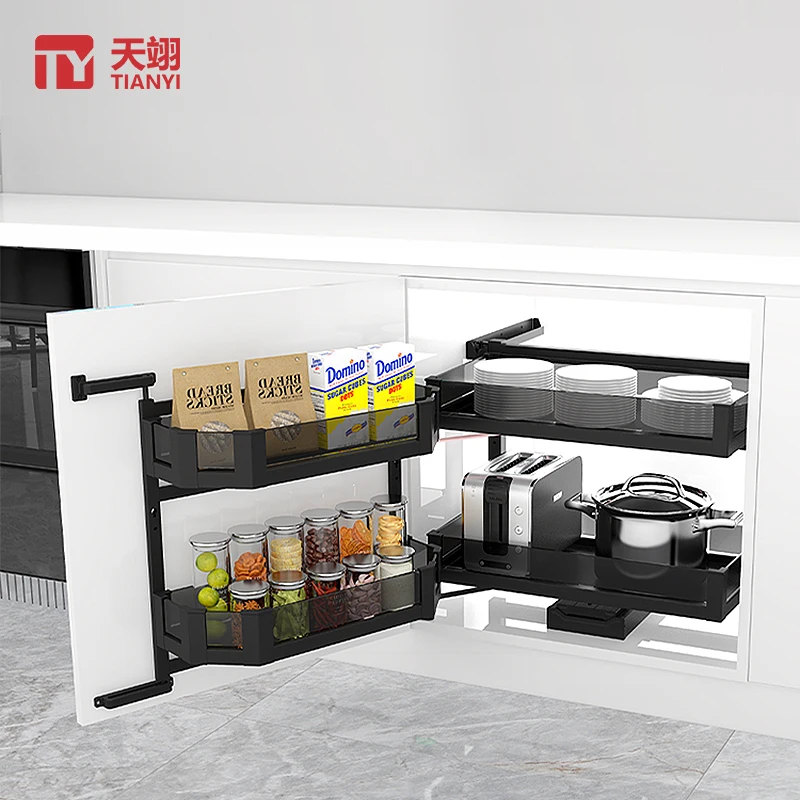 

Universal Aluminum Alloy Kitchen Storage Cabinet with Durable Pull Out Design Practical Organizer for Cabinet Drawer Basket