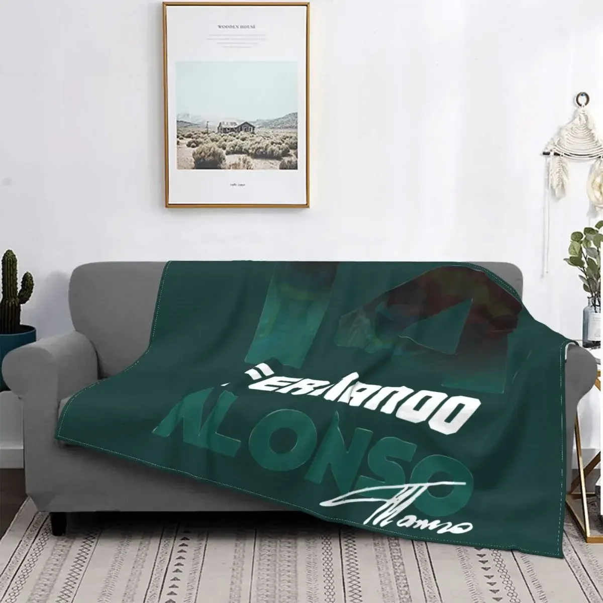 

Aston Martin Fernando Alonso 14 Blanket Formula One Racing Fleece Flannel Cute Thin Throw Blankets For bed Plush Thin Quilt