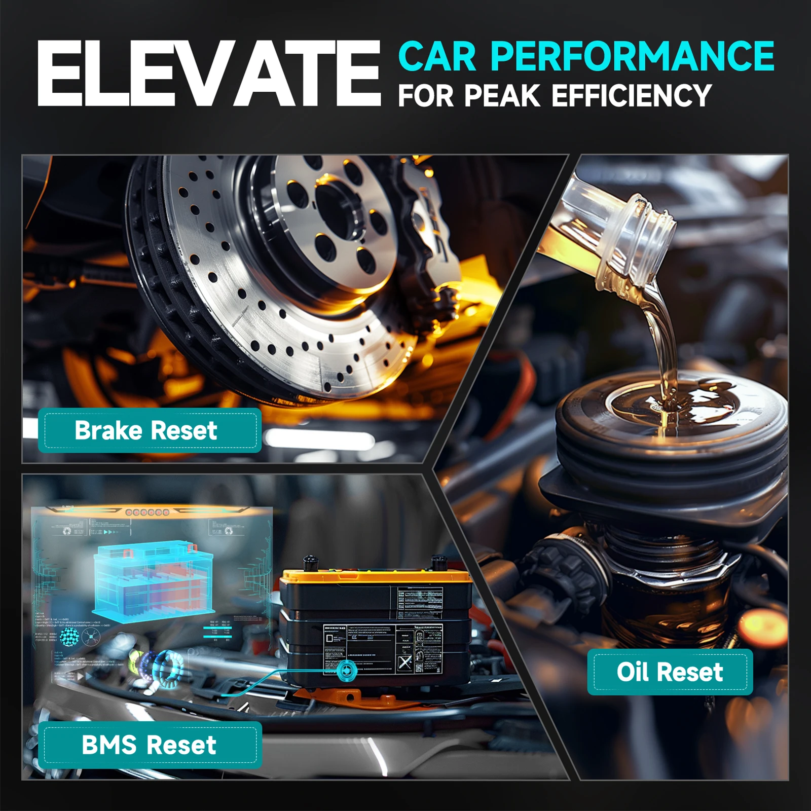 الماسح الضوئي بلوتوث obd2 جميع أداة المسح التشخيصي للنظام زيت BMS الفرامل EPB إعادة تعيين لمحرك فحص iOS وAndroid ﻿   ANCEL DND صدى