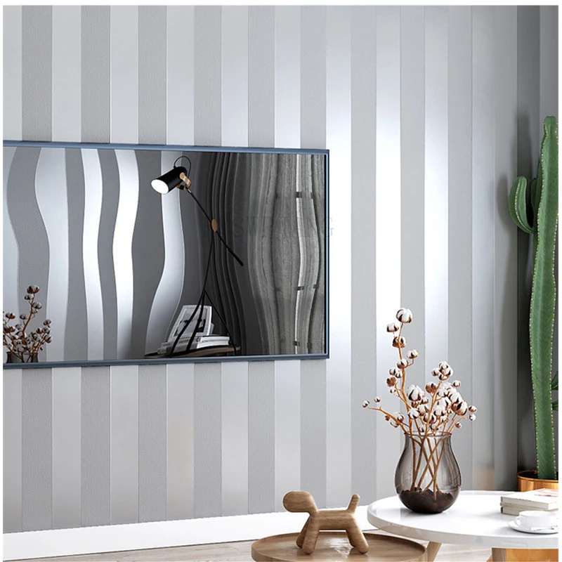 

Vertical Stripes Upgraded Aluminum Foil Bottom Self-Adhesive Bedroom Wall Stickers Thickened Non-Woven Moisture-Proof Wallpaper