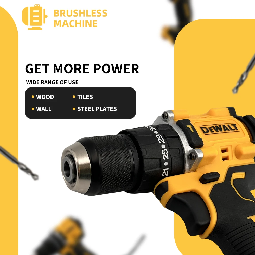 DeWalt DCD805 Cordless Screwdriver Power Tool Electric Drill 20V Brushless Impact Wrench Compact Drill Drill/Driver Power Tools