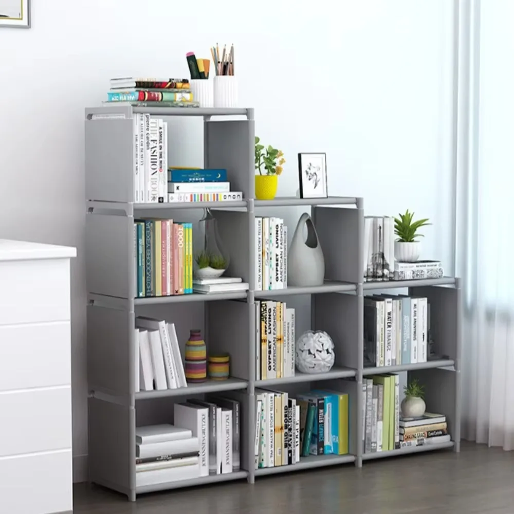 Simple Bookshelf Multi-layer Easy Assembly Shelf Double Rows of Children's Bookshelves Floor Standing Bookcase Storage Cabinet