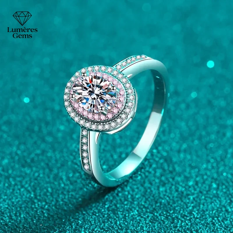 

Luxury 18K White Gold & Platinum PT950 1Ct Moissanite Ring For Women Dainty Jewelry Design Wedding Fine Rings