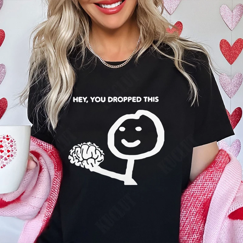 مرحبًا، لقد إسقاط هذا القمصان للنساء الملابس تصميم مضحك جرافيك الدماغ Y2k بلايز الفكاهة والجنفة قصيرة الأكمام تيز #4