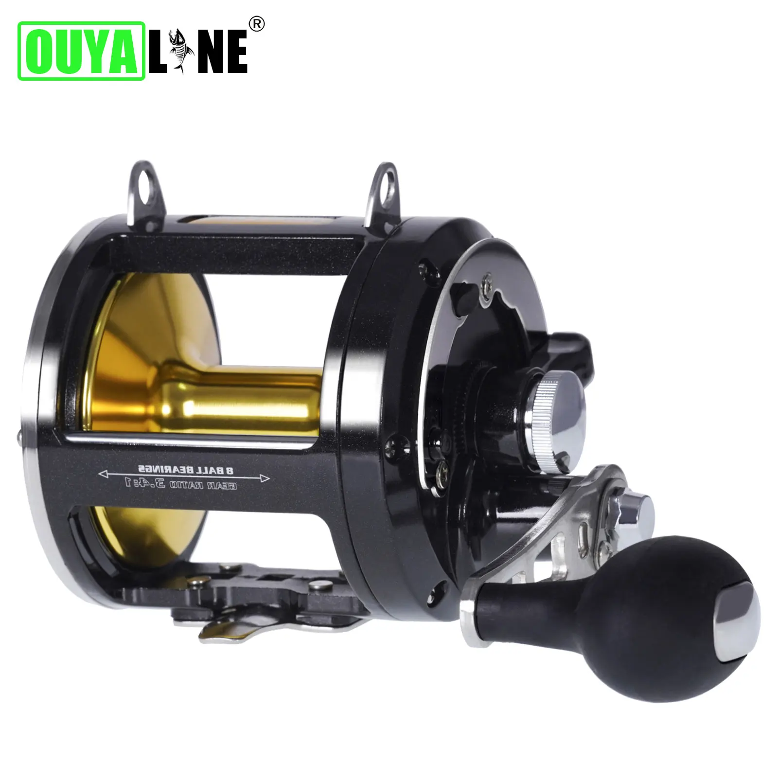 Big Trolling Drum Fishing Reels TR12000 3.4:1 8+1BB All Aluminum Alloy Body Molinete Drag 30kg Jigging Reel Carretilha De Pesca