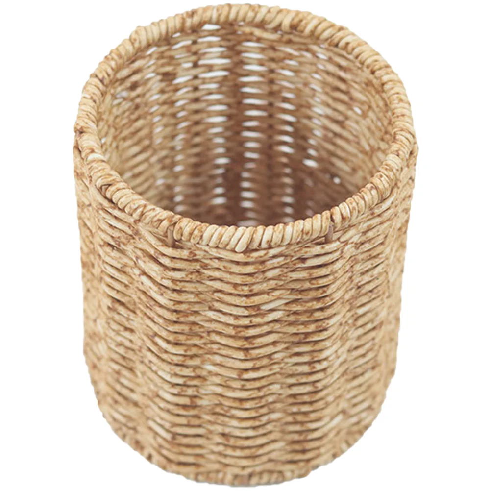 Plastic Simulated Rattan Pen Cup H woven Desk ganizer 12 5x10x10 Multifunctional Storage Pencil Holder Large Capacity Pen Cups