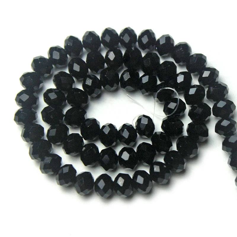 Black Crystal Cut Glass Round Beads Cristal Faceted Transparent Strand Beads Handmade DIY Components For Bracelet Necklace