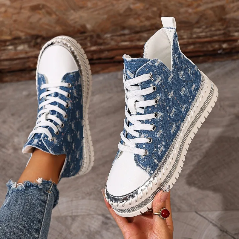 

New High Top Canvas Shoes Women's Breathable Platform Casual Versatile Comfortable Single Shoes