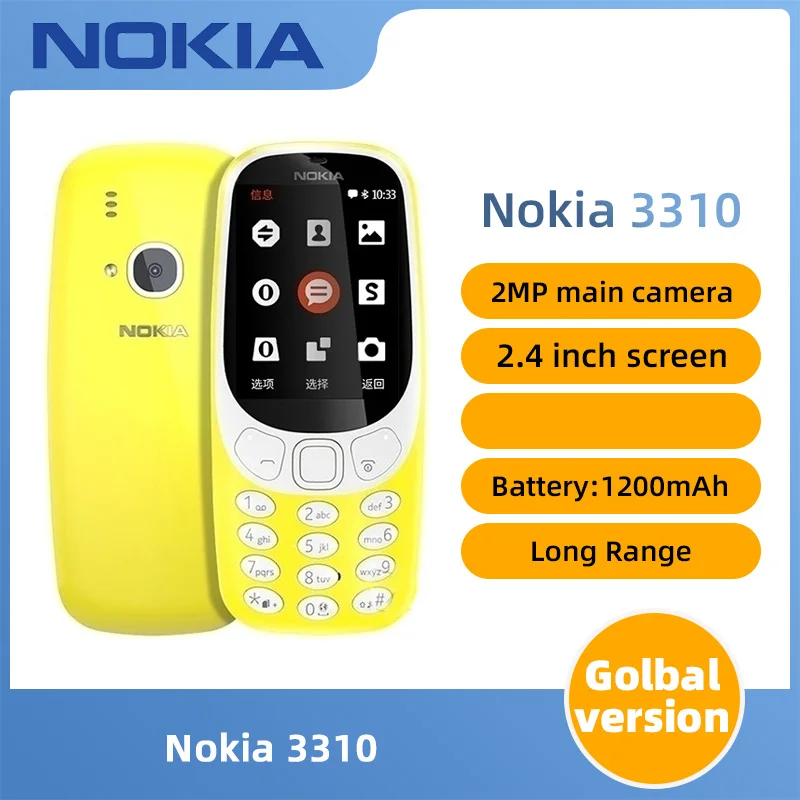 Nokia 3310 2G Phone  Battery capacity 1200mAh original used phone