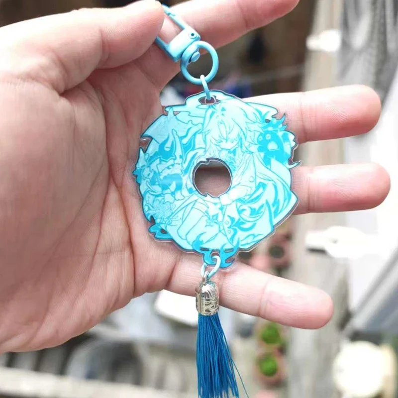 Game t Cartoon Kawaii Cosplay Keychain With Tassel Anaxa Anaxagoras Keyring Cartoon Print Acrylic Key Ring