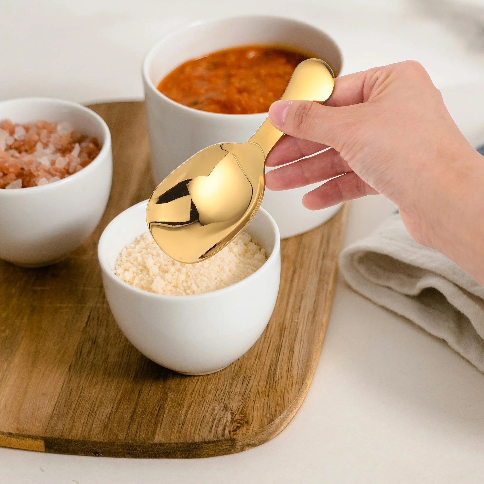 

4Pcs Thickened Stainless Steel Small Tea Spoons Short Handle Design Versatile Usage Deep Spoon Head Easy to Clean Practical