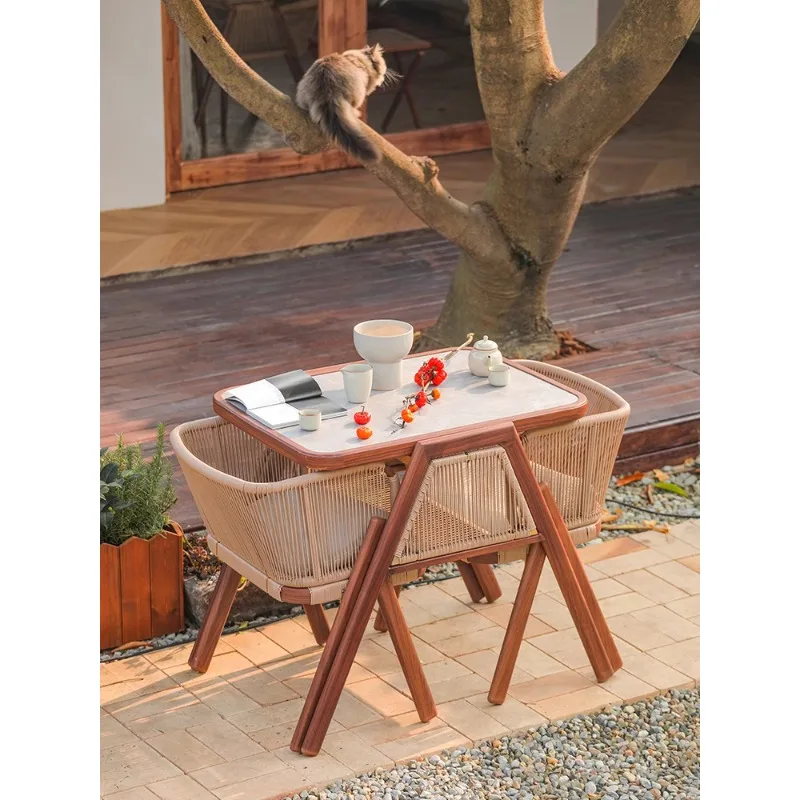 

Balcony small table and chair three-piece combination leisure rattan chair one table and two chairs creative reading outdoor cou