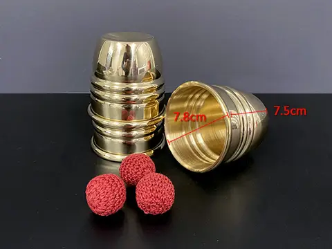 Super Cups and Balls (Brass) by Oliver Magic Cups and Balls Illusion Stage Magic Tricks Magia Magicians Prop Gimmick Accessory