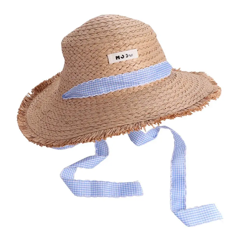 

Lace-up Straw Weave Sun Hat Stripe Wide Brime Summer Sunscreen Bucket Hat Outdoor Travel Cap Bohemian Bowknot Beach Sun Cap