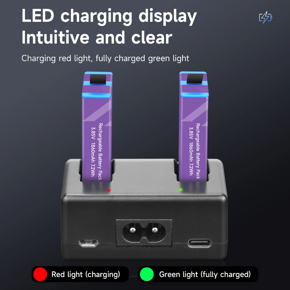 Gopro Max Hero Battery gopro max Digital Camera Batteries+LCD 2 Solts Fast charging Charger For Gopro MAX 360 Camera battery