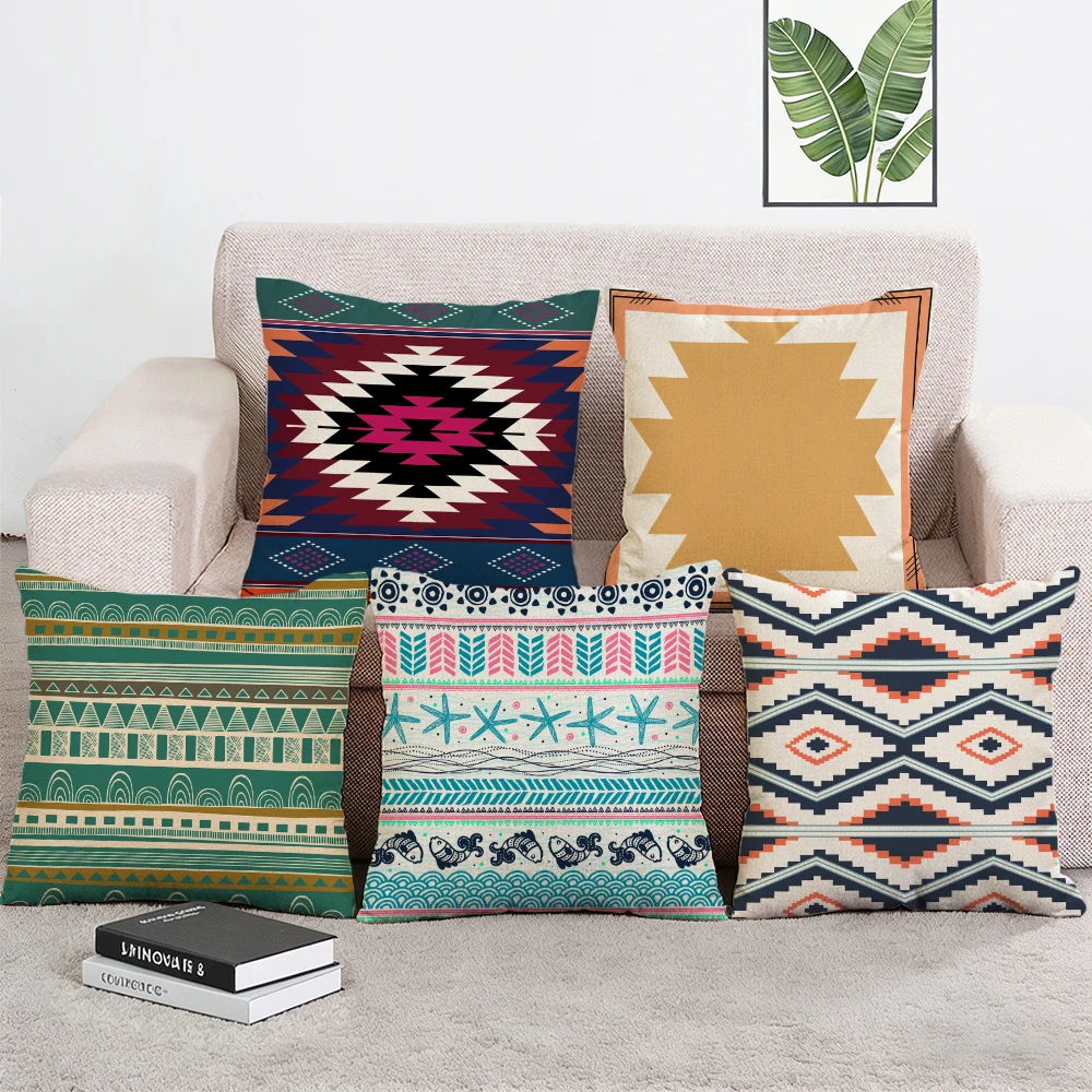 

Богемная Подушка Чехол этнический геометрический 1 боковой принт хлопок лен 45*45 см квадратная Наволочка Декор для дома и автомобиля Cojines Almofadas