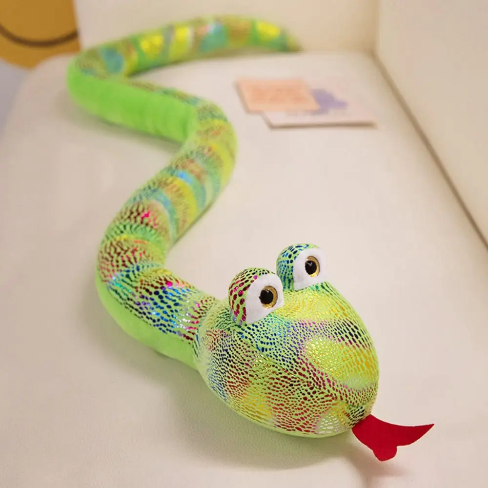 Sequin Fabric Year of The Snake Plush Toys Simulated Chinese Snake Year Mascot Doll Plush Soft Sequined Snake Doll