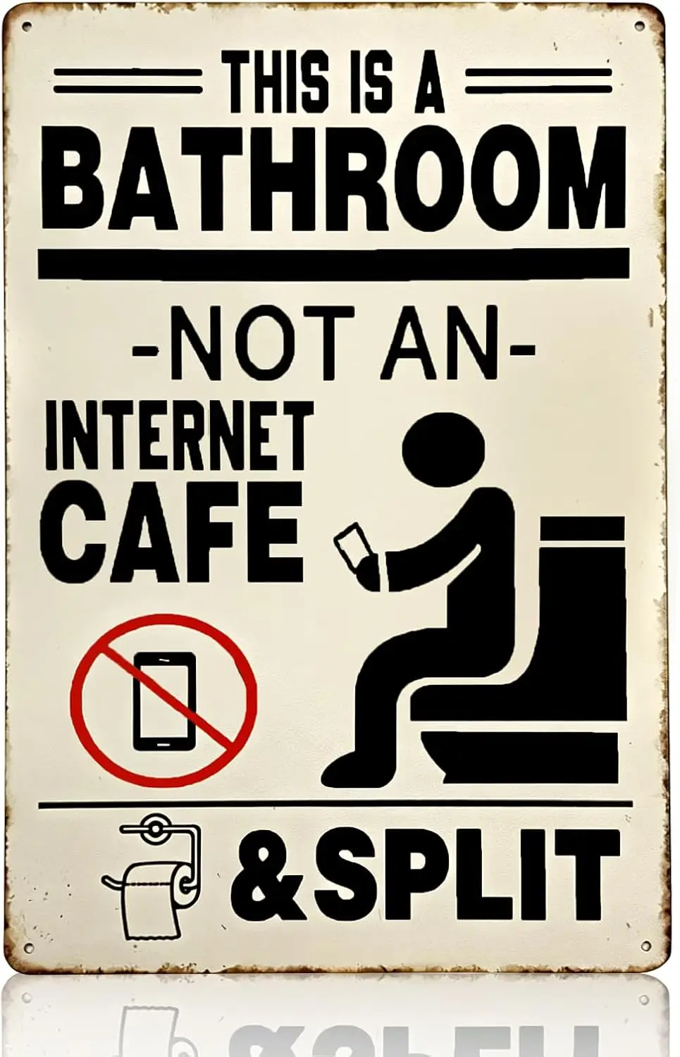 Funny Bathroom Wall Art Metal Sign, Bathroom Sign Decor for Home, Funny Bathroom Decor, Vintage Bathroom Wall Decoration, Bathro