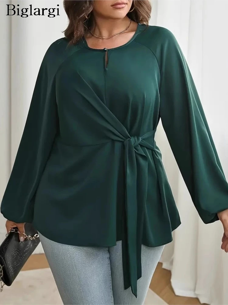 Plus Size Autumn Pullover Tops Women Long Sleeve Slim Waist Fashion Irregular Pleated Ladies Blouses Loose Casual Woman Tops