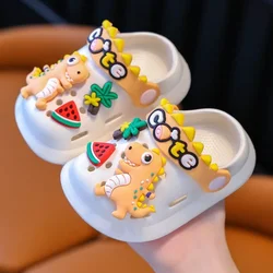 Children's cartoon cute dinosaur home soft bottom indoor children children baby slippers sandals