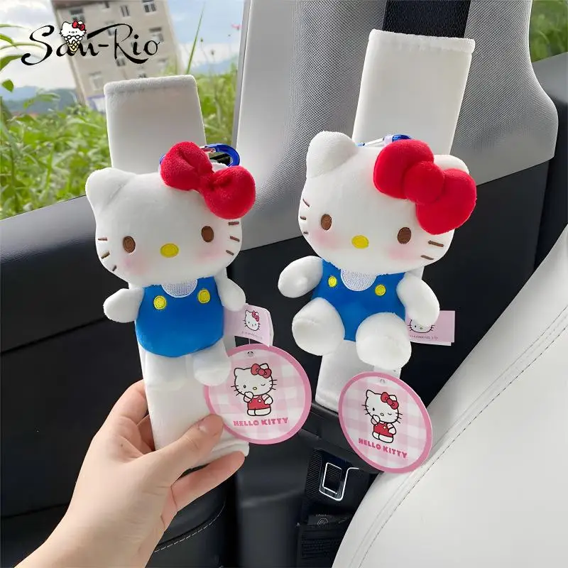 Sanrio Hello Kitty Car Seat Belt Cover Cartoon Seat Belt Protective Cover Plush Car Accessories Car Seat Belt Ornament Supplies