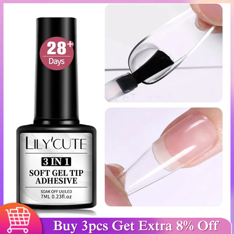 

LILYCUTE 7ML Soft Gel Tip Adhesive Glue For False Tips Extend Press On Nails Nail Art Long Lasting Soak Off UV Gel Nail Polish