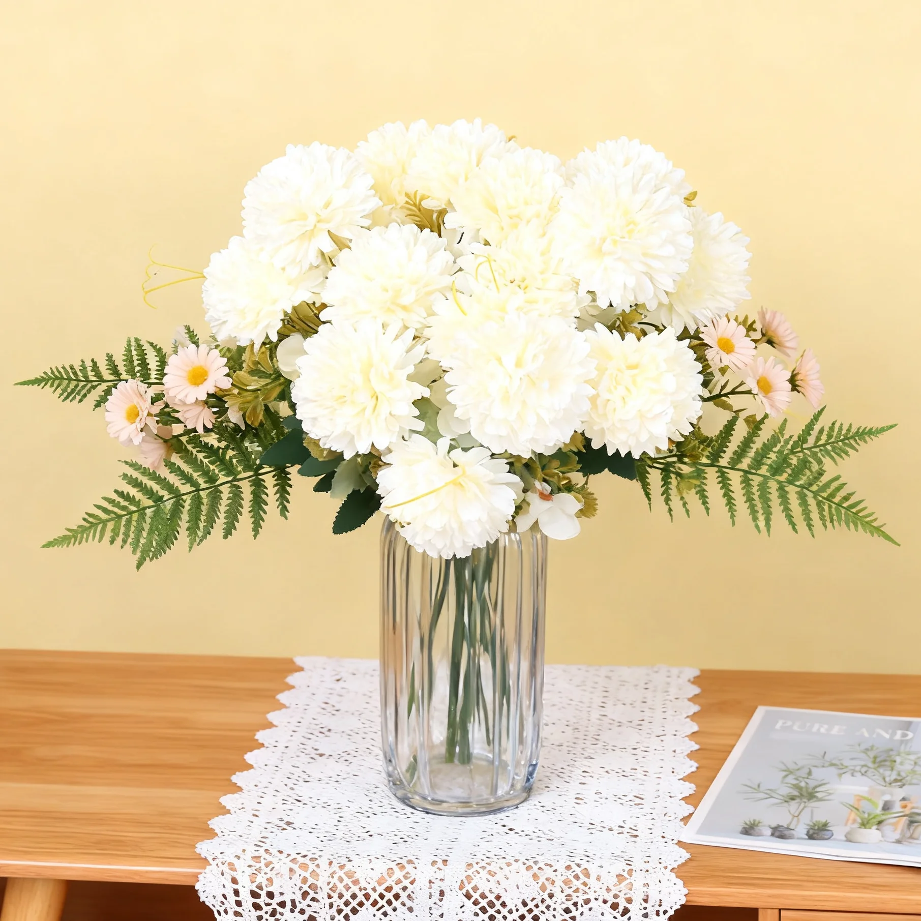 Artificial Flower Silk Ball Chrysanthemum Outdoor Garden Yard Arch Wedding Bridal Bouquet Home Room Table Vase Festival Diy Gift