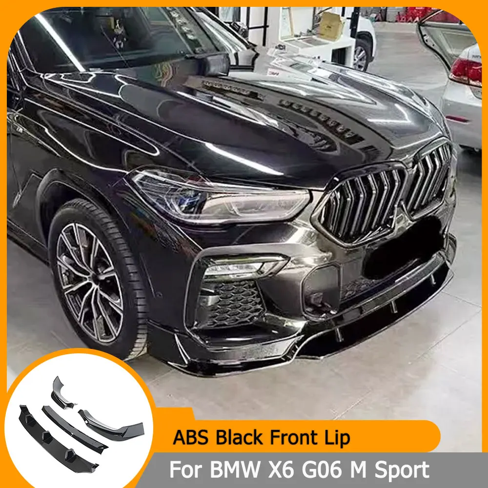 

Car Front Bumper Lip Spoiler Splitter For BMW X6 G06 M Sport 2020-2022 Front Bumper Lip Chin Splitters ABS Glossy Black