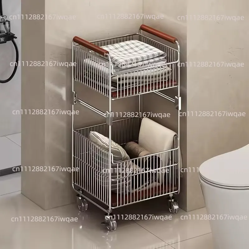 Medieval laundry basket cart storage basket bathroom mobile layered laundry basket wholesale