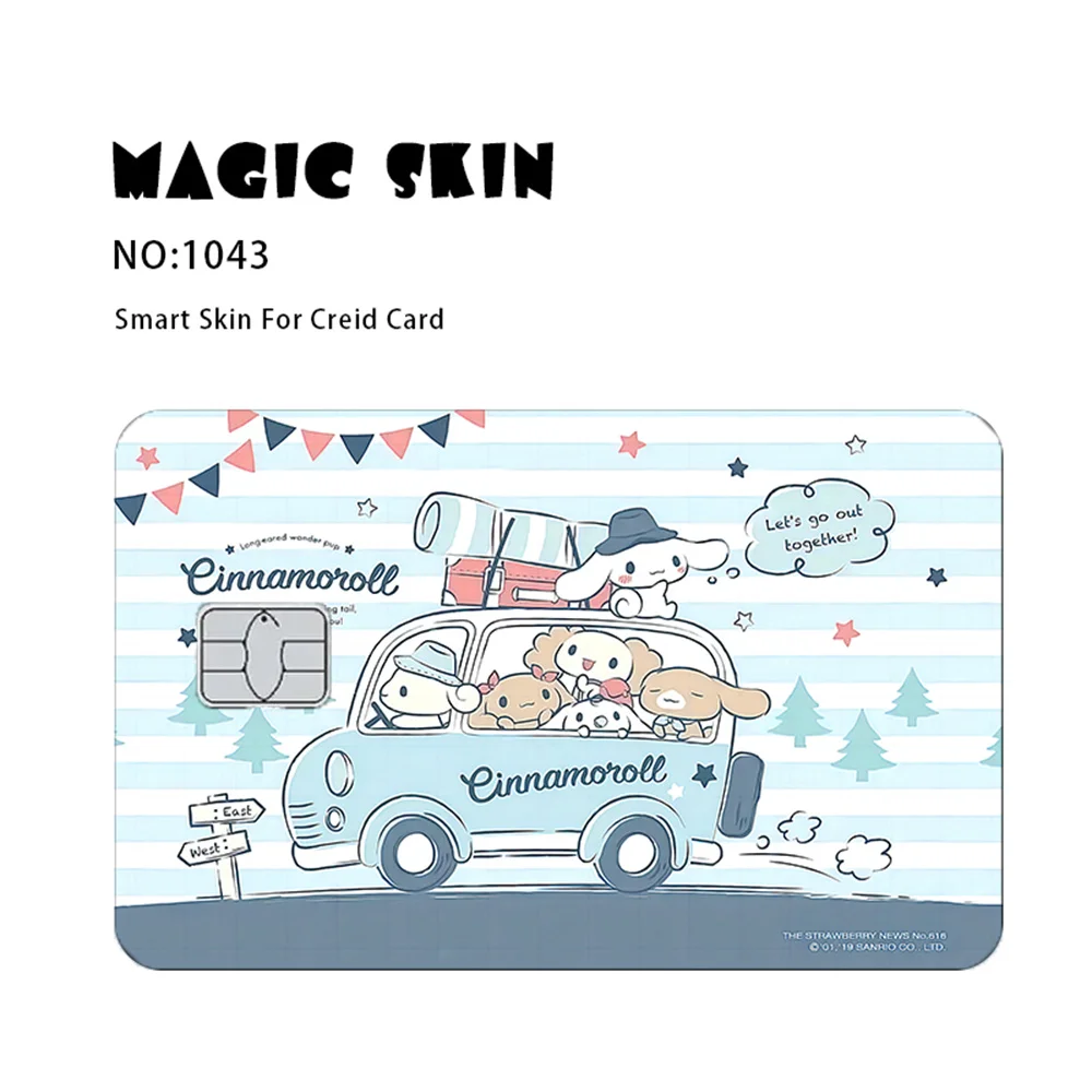 Sanrio Anime Bank Credit Cards Hello Kitty Kuromi Melody Pass Stickers Decoration Waterproof Scratch Resistant Stickers