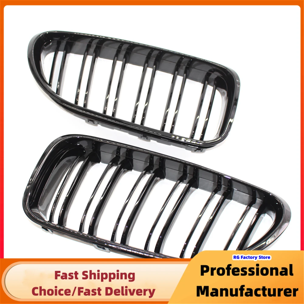 Double Slat Front Kidney Racing Grille For BMW 6 series F06 F12 F13 M6 640i 650i 2012-2017 Glossy Black Car Front Bumper Grille