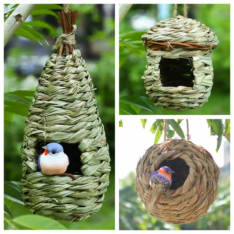 Straw Rutin Chicken Nest Bird Nest Breeding Box Straw Nest Household Outdoor Bird Nest Breeding Box Decorative Bird Cage