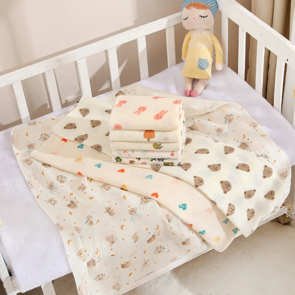 High Quality Cartoon Print Baby Receive Blanket Cotton Soft Swaddle Blanket Double Layer Swaddling Wrap Newborn