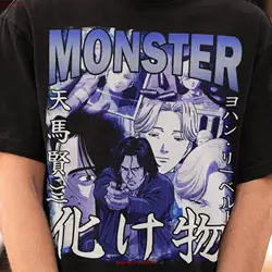 Monster Anime T Shirt Johan LieberT Doctor Tenma Vintage Retro Manga Nameless long or short sleeves