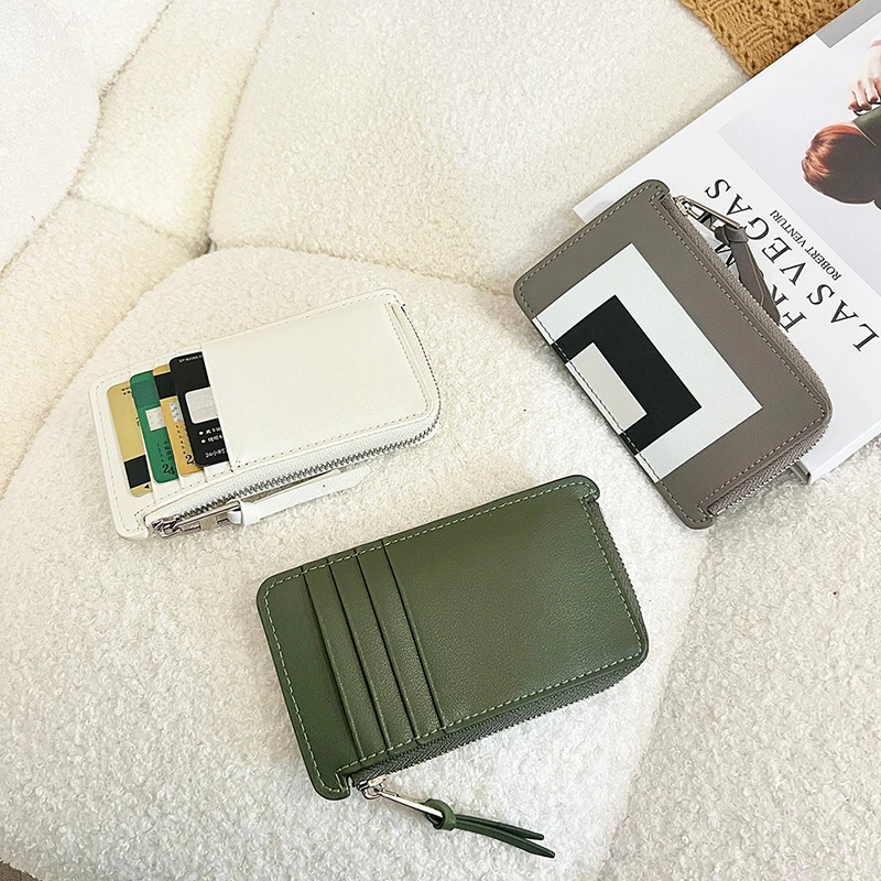 Custom Name Fashion Card Wallet For Woman Luxury Design Cowhide Zip Coin Purse Personalized Business Lady Casual Card Holder Bag view 5