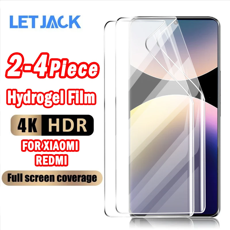 

2-4Piece Full Curved Hydrogel Film for Xiaomi Redmi Note 14 Pro+ 5G 4G Screen Protector for Redmi Note 13 Pro Plus 5G Not Glass