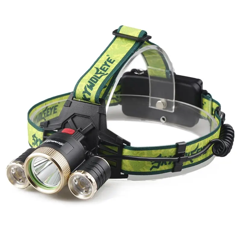 1200LM 3 LED Headlamp 5W High/Low/Strobe Rechargeable 18650 Flashlight Head Light with Direct Charger and Car Charger