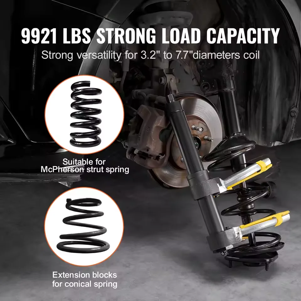 Strut Spring Compressor Set, Macpherson Strut Spring Compressor Kit, Interchangeable Fork Strut Coil Extractor Remover Tool