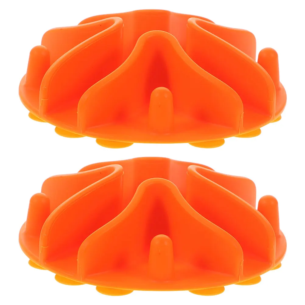 

2 PCS Pet Licking Plate Dog Accessory Slow Bowl Insert Food Mat Doggy Tray Eating Orange Cat Feeding