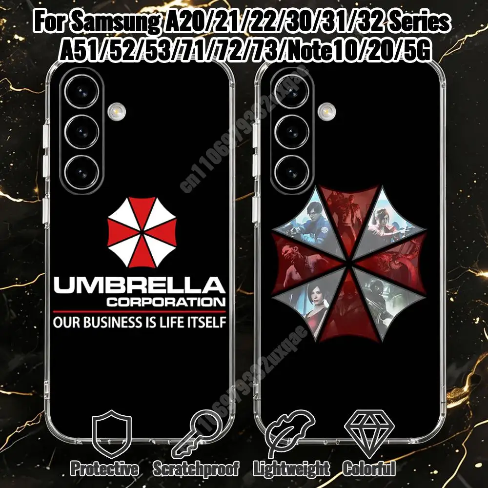 Umbrella Corporation R-Resident Evil-S Phone Case for Samsung Galaxy A71 70 A52 51 A40 31 30 21 S 12 10 Transparent Cover