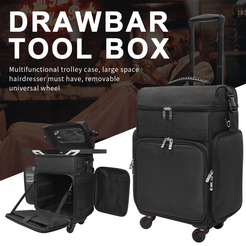 Draw Bar Box Makeup Artist Manicure Hairdresser Barber Suitcase Canvas Beauty Case Storage High-capacityTrolley Case Tools ﻿