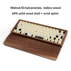 Wooden Mechanical Keyboard Case North American Walnut/Beech Custom Bluetooh Gaming Keyboard Case Compatible with Wooting GH60