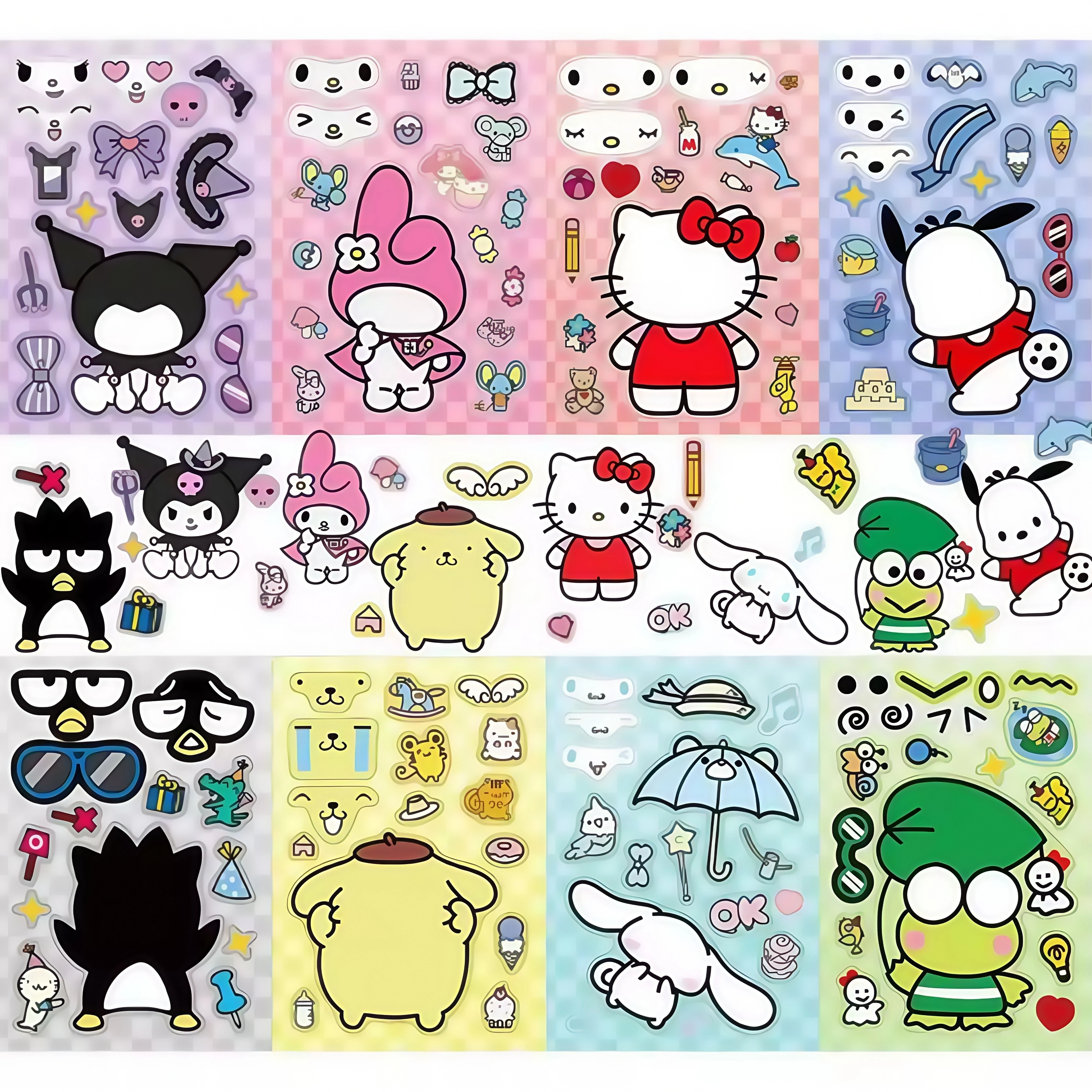 Kuromi Hello Kitty DIY rompecabezas pegatina para niños hacer una cara rompecabezas pegatinas niños DIY montar Anime juego de rompecabezas juguetes para niños