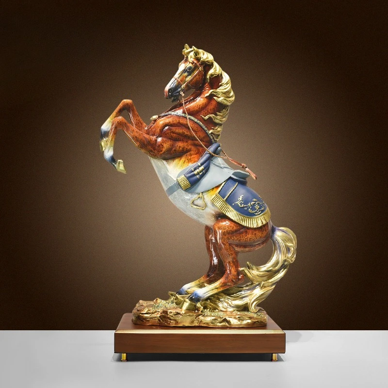 Full copper horse ornament, red rabbit horse to success office living room decoration