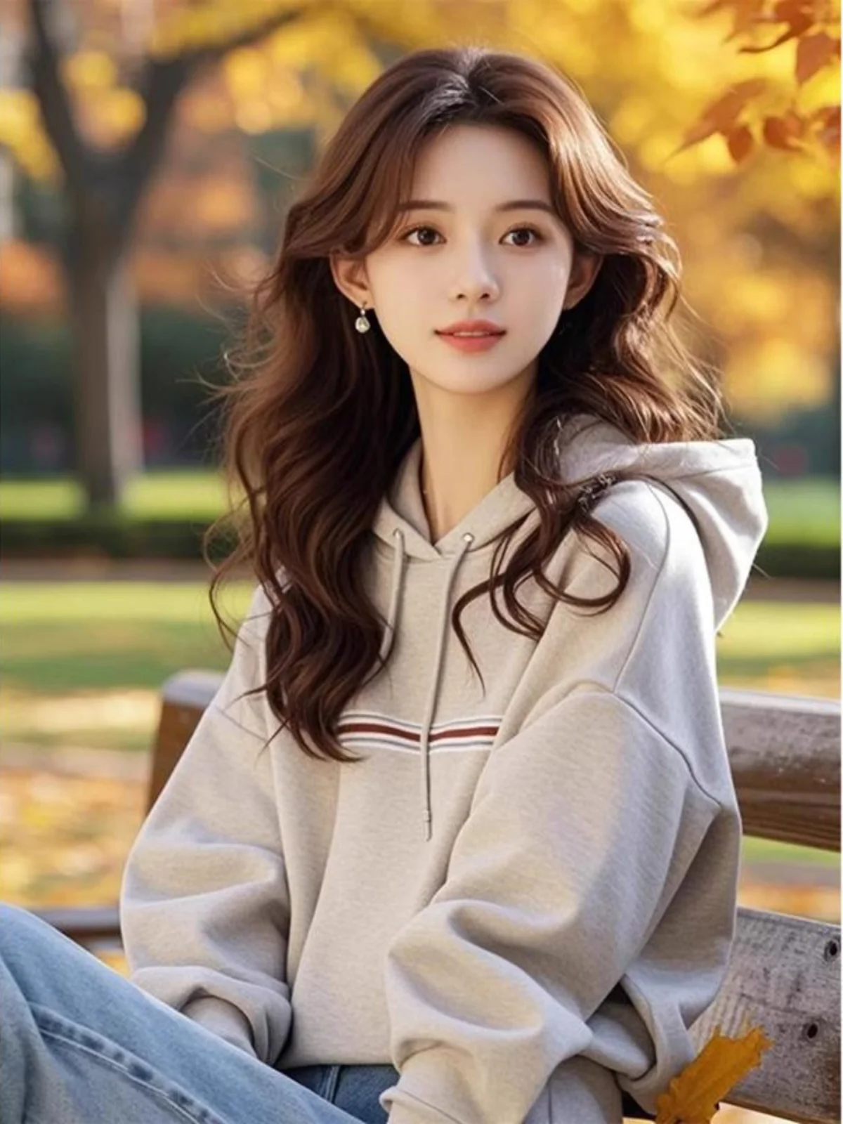 Koreanischer Sle Fce-gefütterter Kapuzenpullover für Damen, vielseitig, locker, lang, Sve Overhead, trendiges Top, lässig, bequem, Streetwear