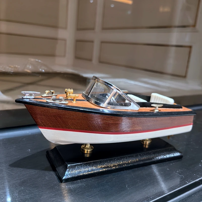 

Luxury Wooden Yacht Ornaments Handmade Solid Wood Speedboat Models Creative Sailing Crafts Home Decorations Collection